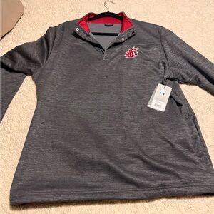 WSU Gray Pullover with Red Accents